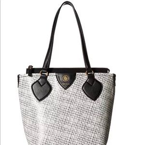 ANNE KLEIN STRAIGHTUP SMALL BLACK SNAKE PRINT TOTE